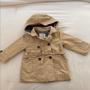 Zara Tan Raincoat with Hood and Belt